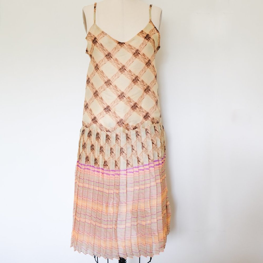 SUNO silk printed Dress Pleated A Line